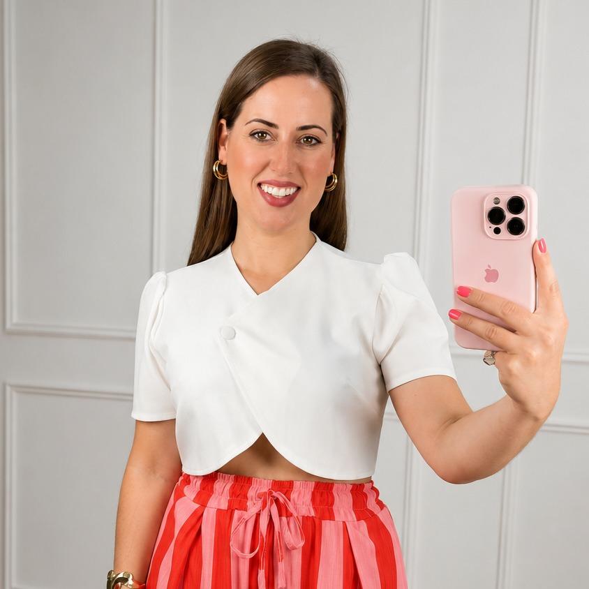Top cruzado de manga corta