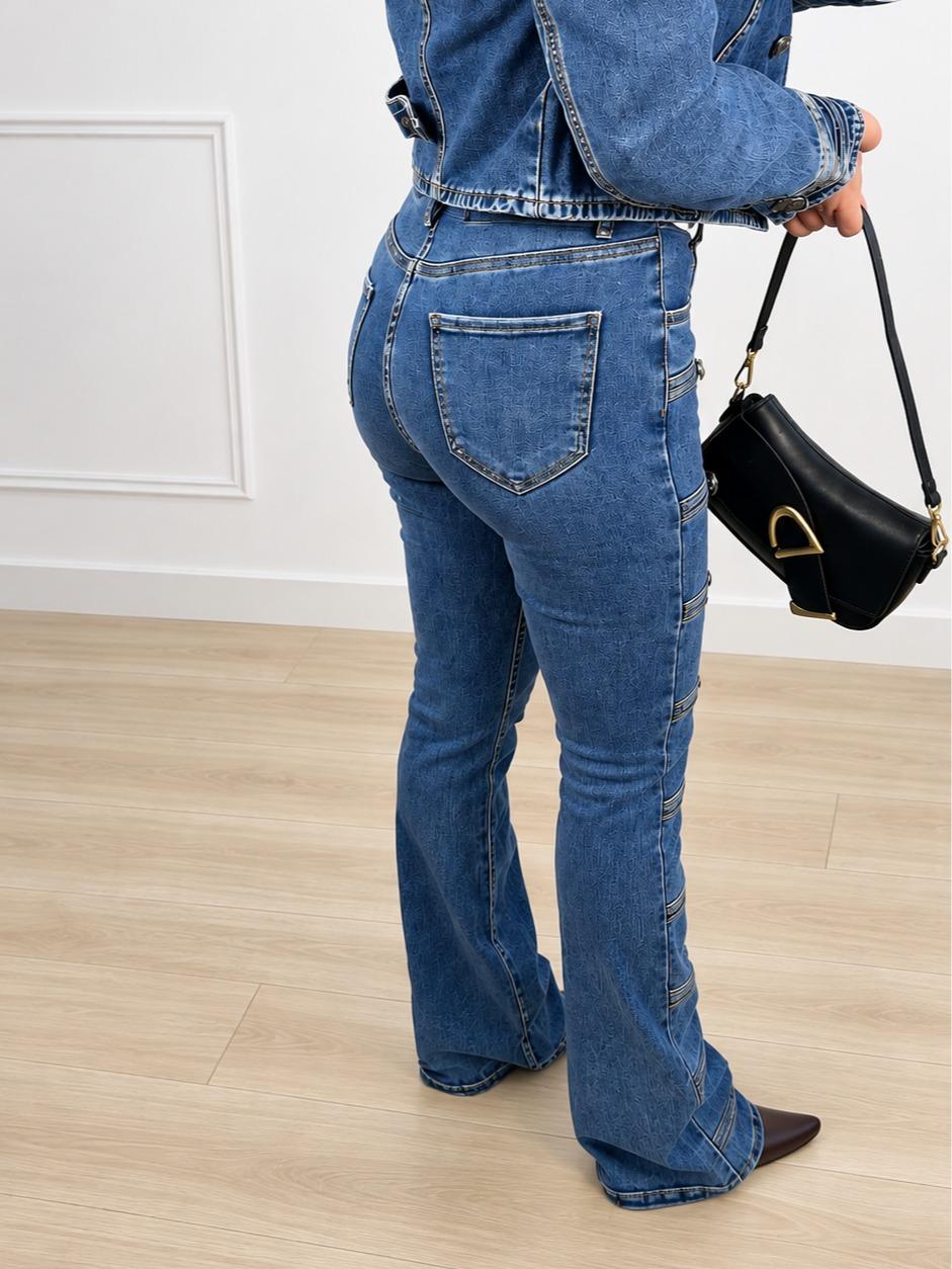 Pantalón Vaquero elástico botones estilo militar