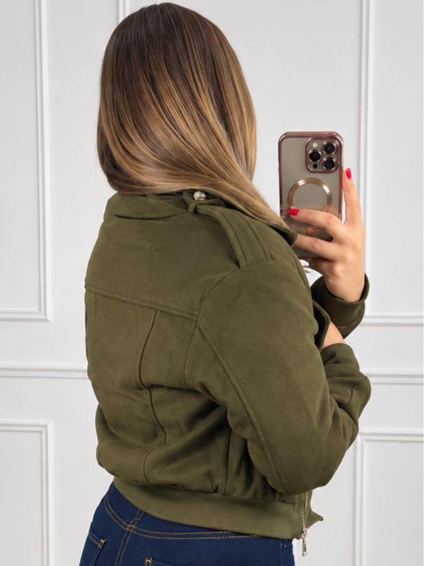 Bomber con cremallera cruzada y estilo militar en color Kaki