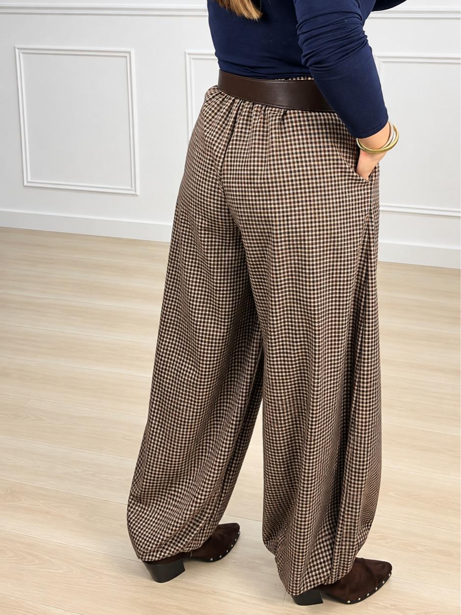 Pantalón bombacho con estampado de cuadros vichi