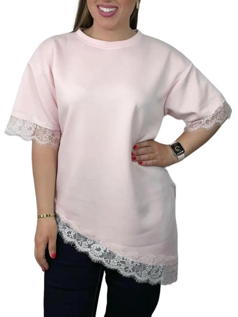 Camiseta Encaje Rosa Palo