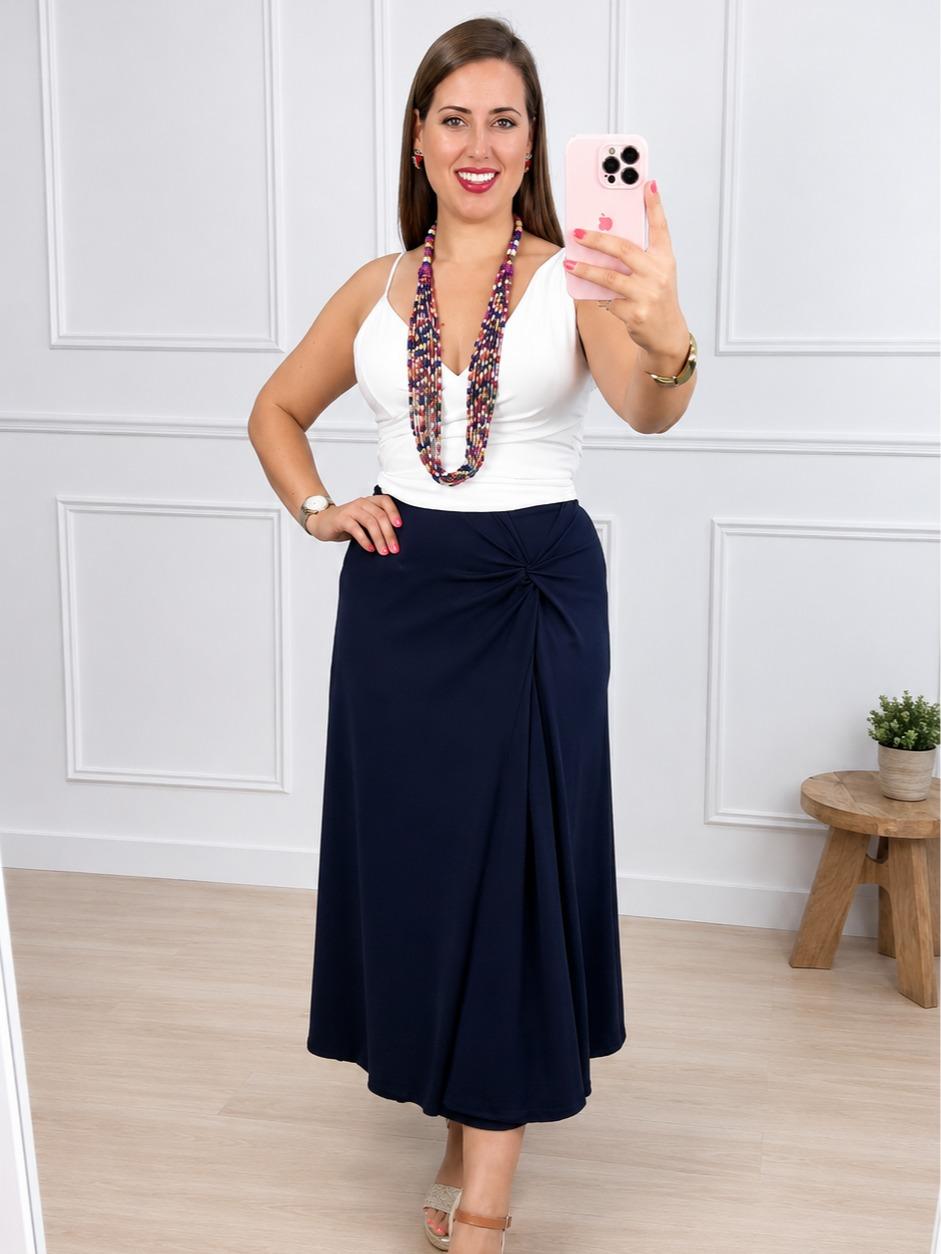 Falda midi Nudo