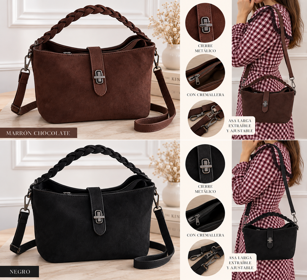Bolso piel melocotón Alessia