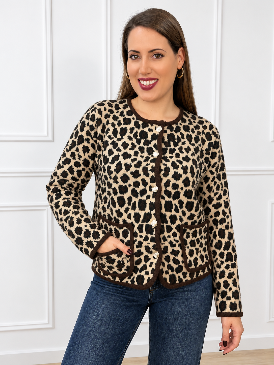 Chaqueta punto animal print