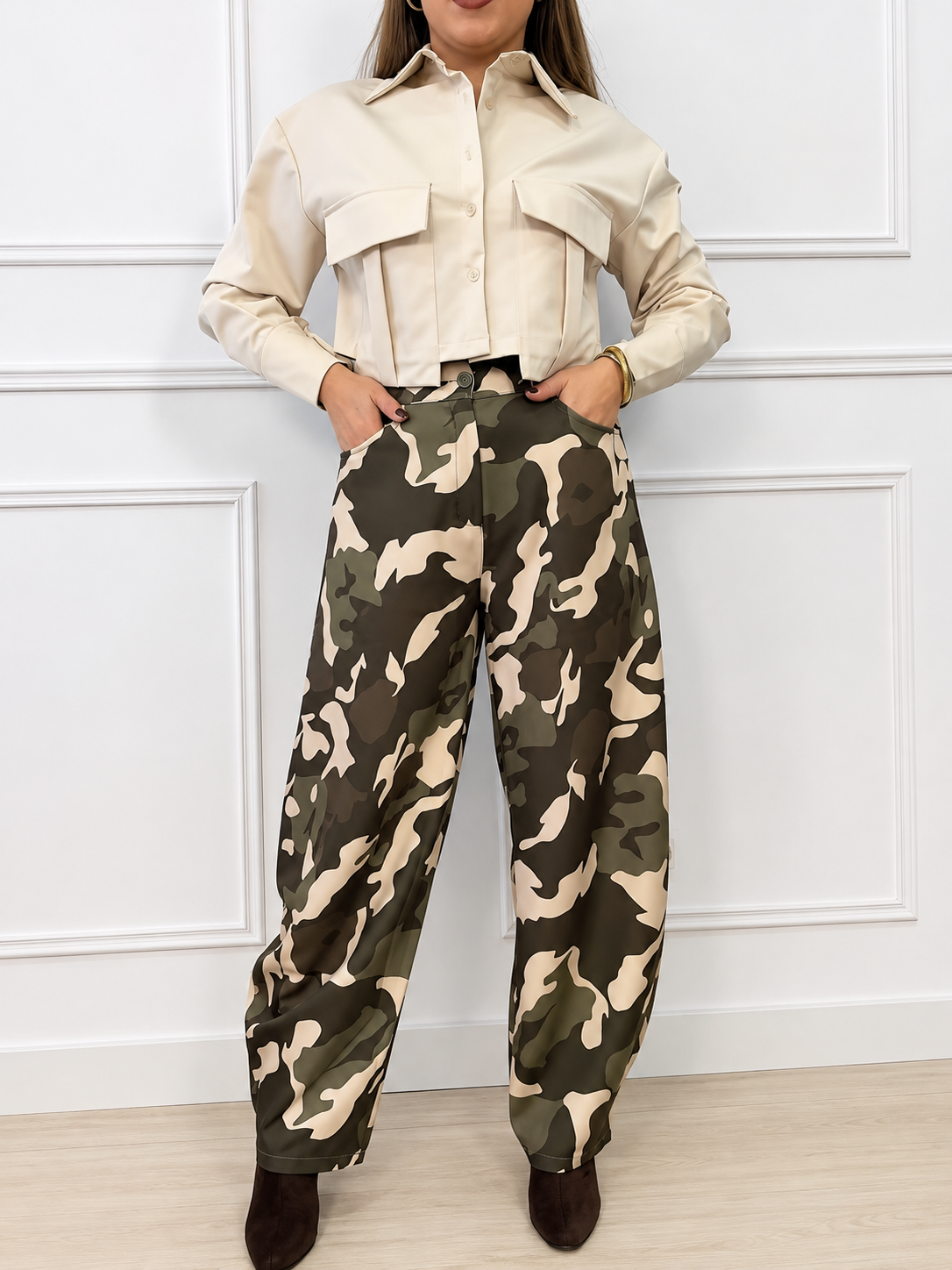 Pantalón camuflaje corte balloon