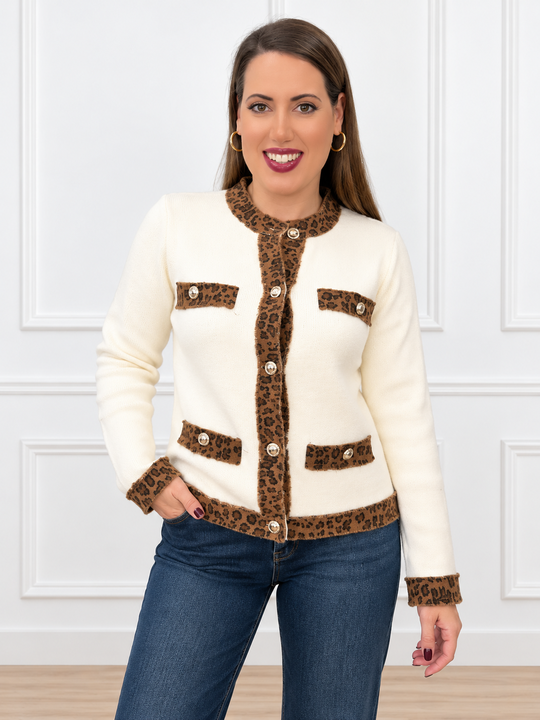 Chaqueta  Beige Leopardo