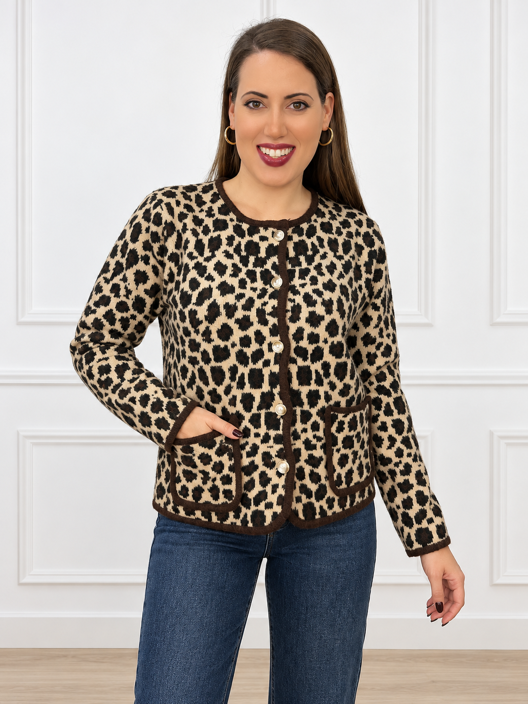 Chaqueta punto animal print