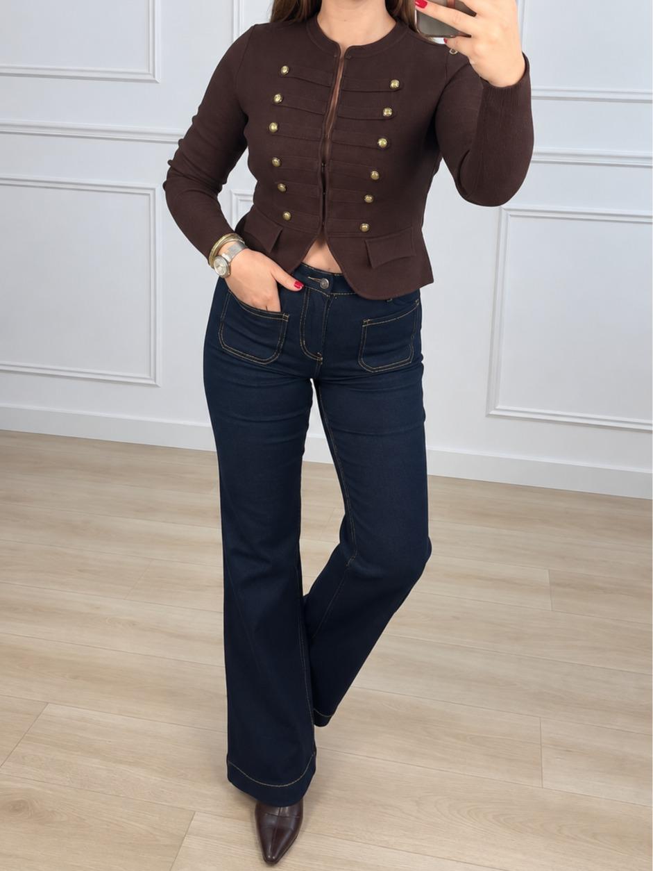Vaqueros Sculpt elásticos con costura marrón